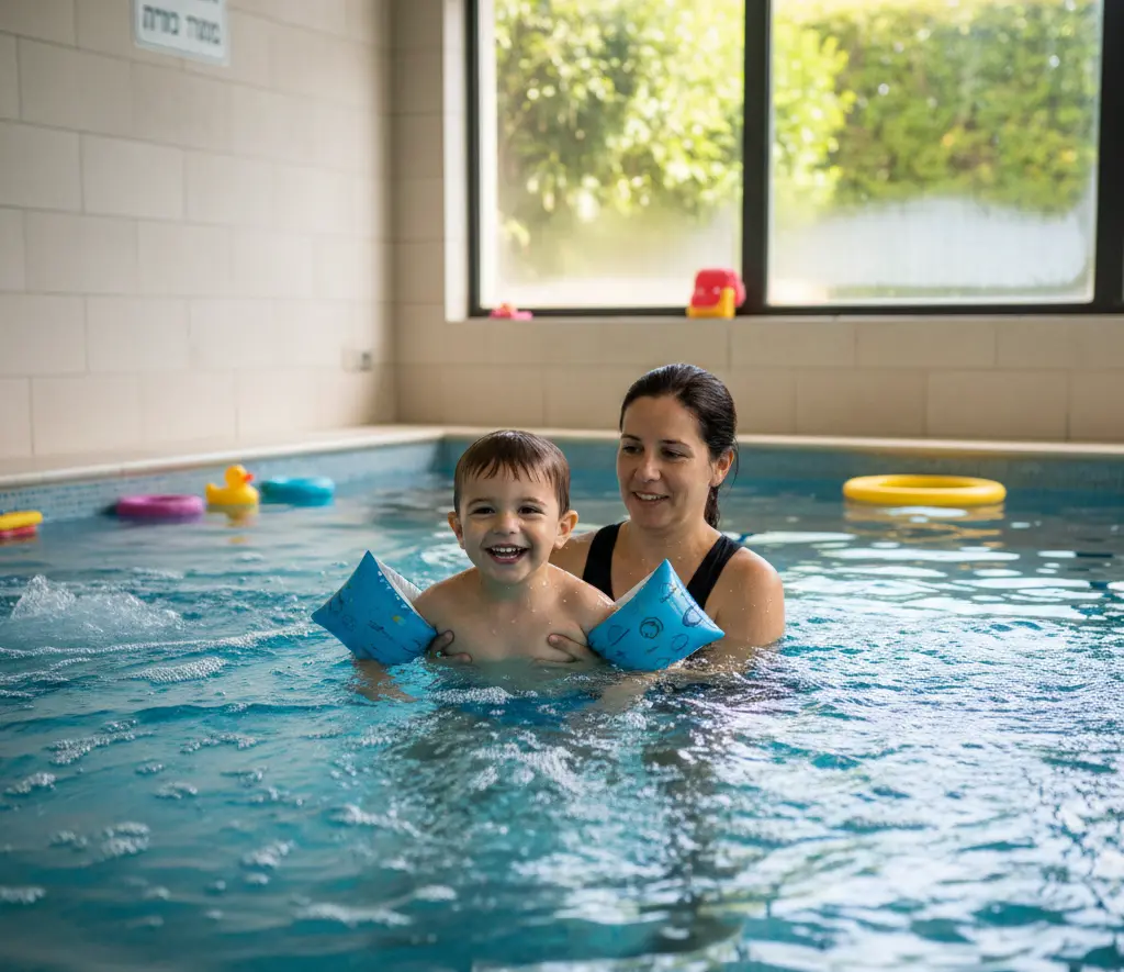 ילד בשחייה טיפולית